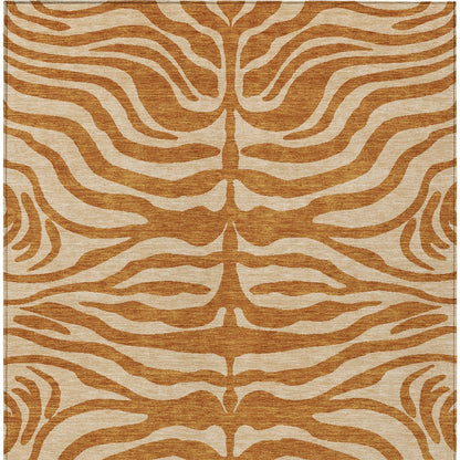 8' X 10' Copper And Tan Animal Print Washable Indoor Outdoor Area Rug-4