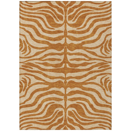 8' X 10' Copper And Tan Animal Print Washable Indoor Outdoor Area Rug-1