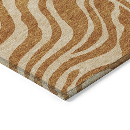 8' X 10' Copper And Tan Animal Print Washable Indoor Outdoor Area Rug-3