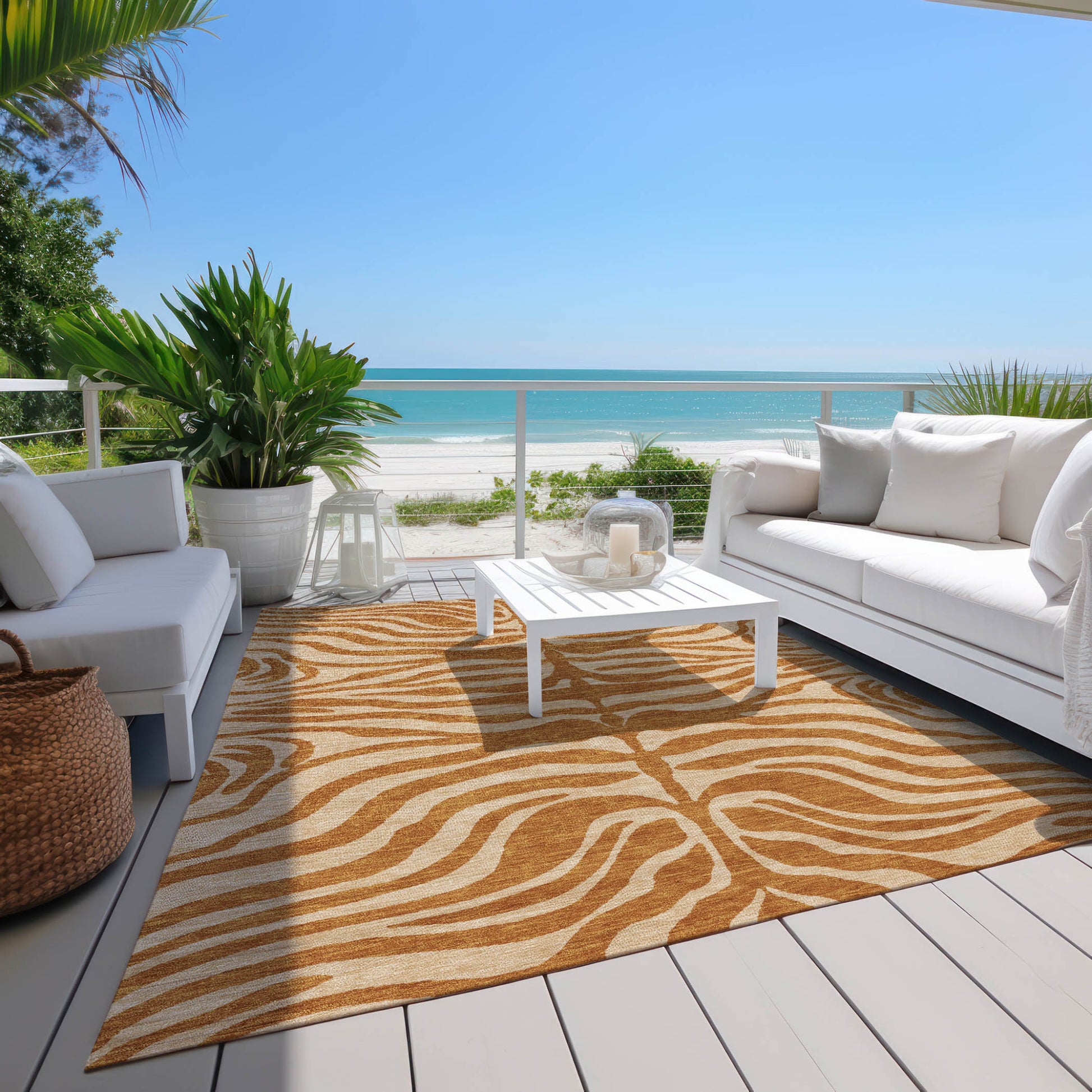 8' X 10' Copper And Tan Animal Print Washable Indoor Outdoor Area Rug-8