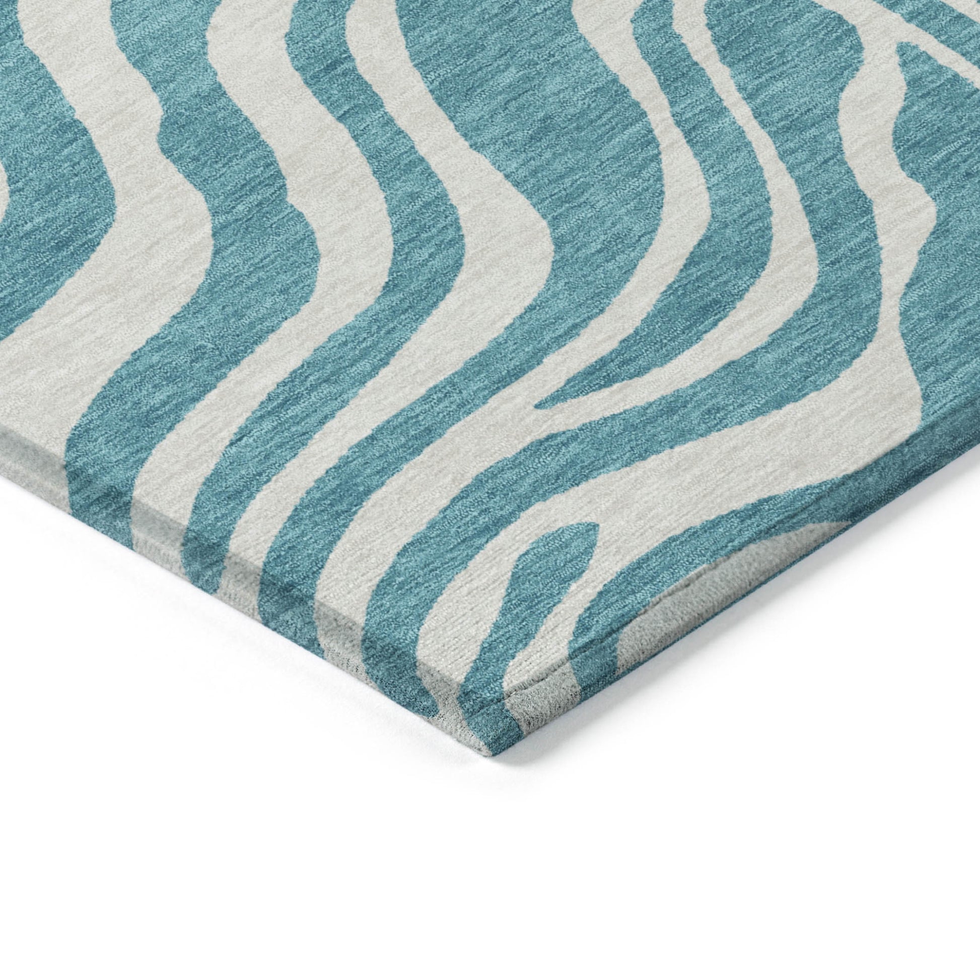 10' X 14' Teal Blue And Ivory Animal Print Washable Indoor Outdoor Area Rug-3