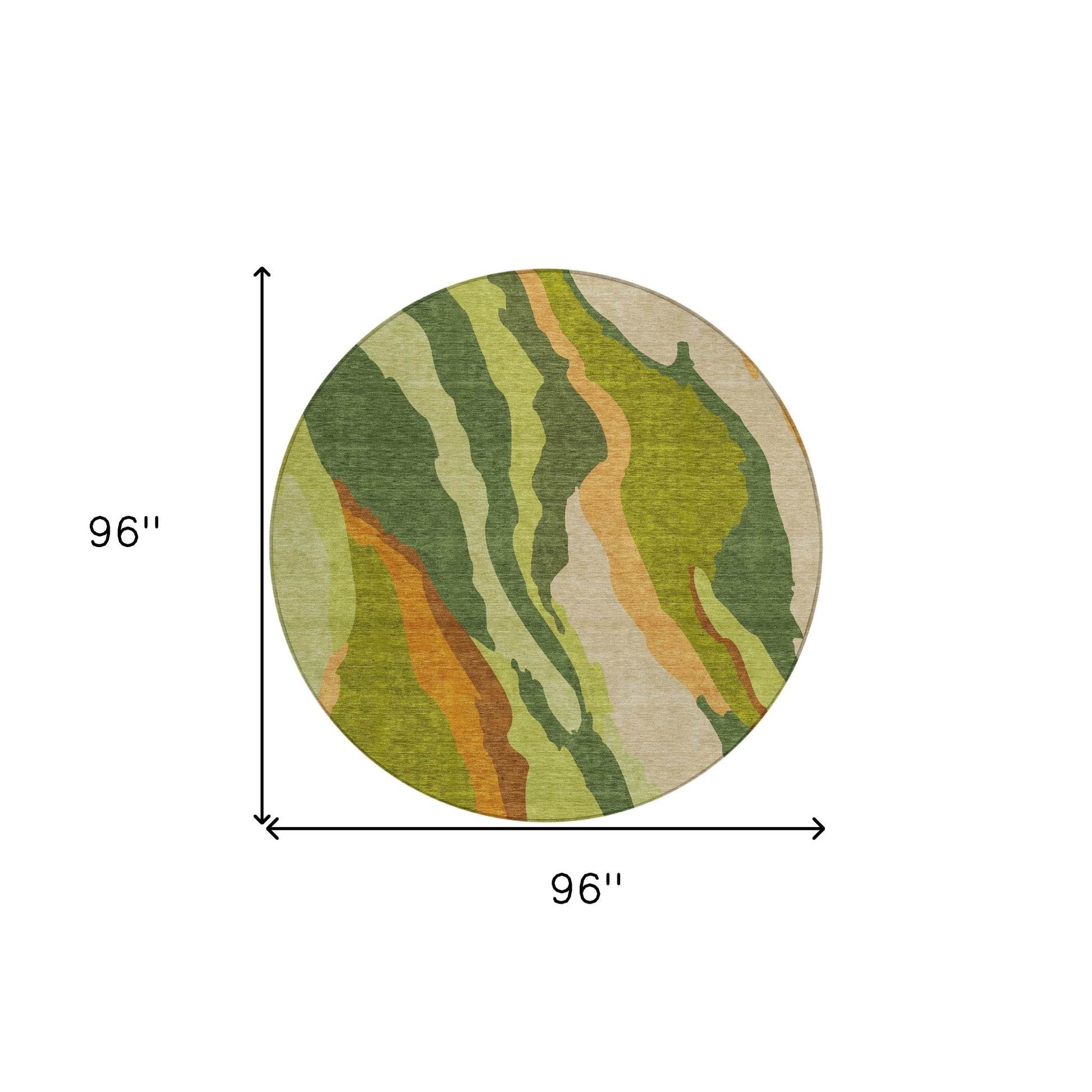 8' Green Beige And Copper Round Abstract Washable Indoor Outdoor Area Rug-8