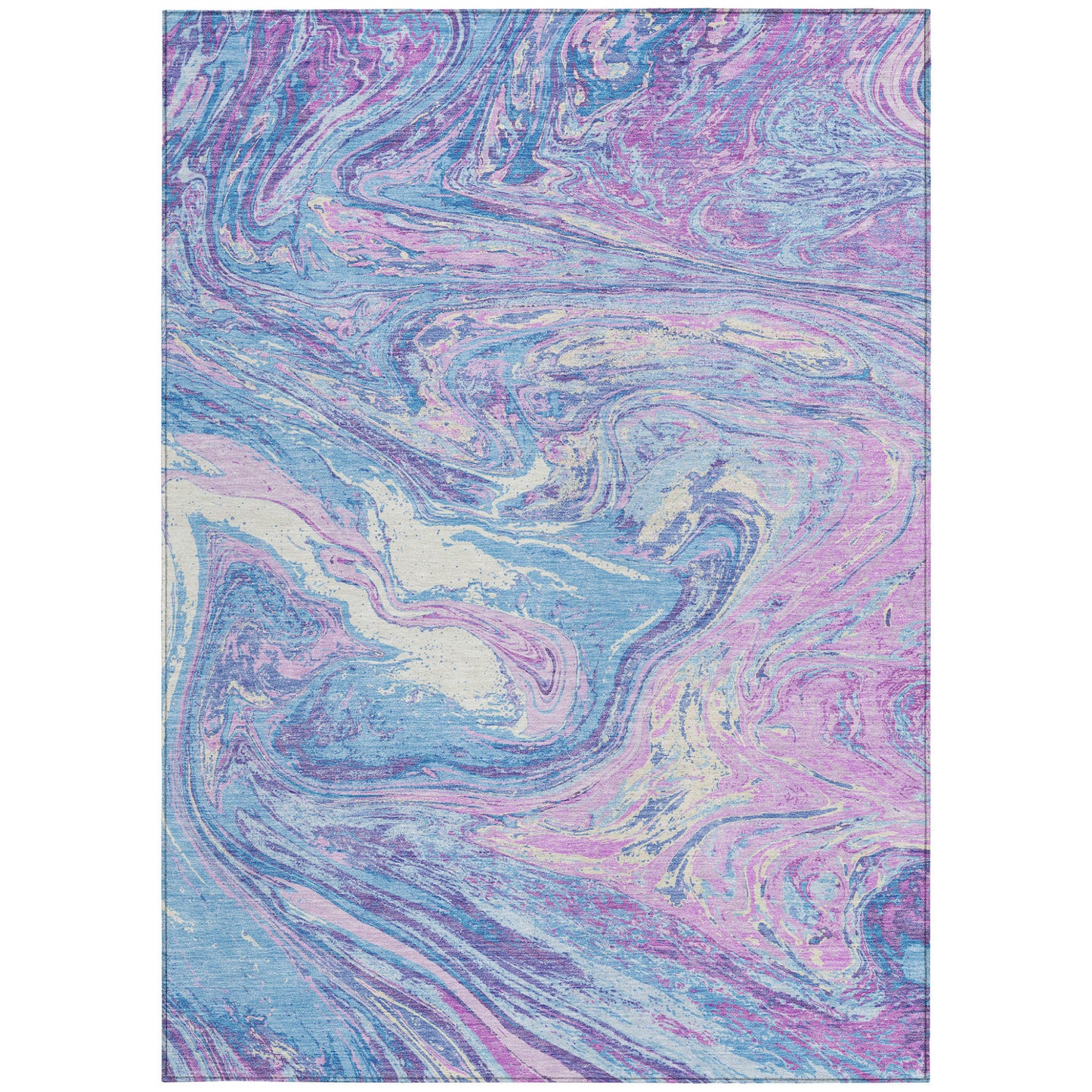 8' X 10' Sky Blue Lavender And Ivory Abstract Washable Indoor Outdoor Area Rug-6