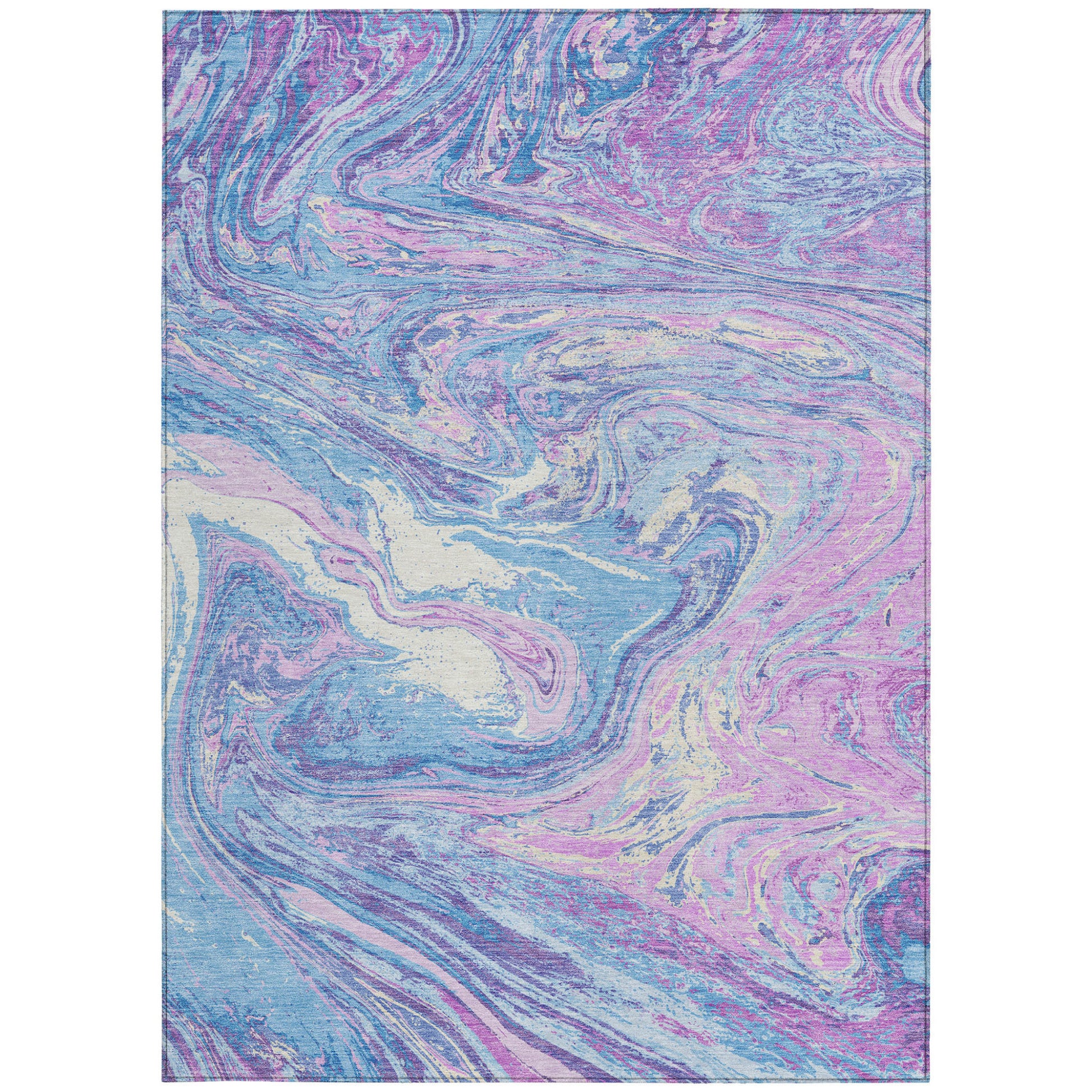 8' X 10' Sky Blue Lavender And Ivory Abstract Washable Indoor Outdoor Area Rug-6
