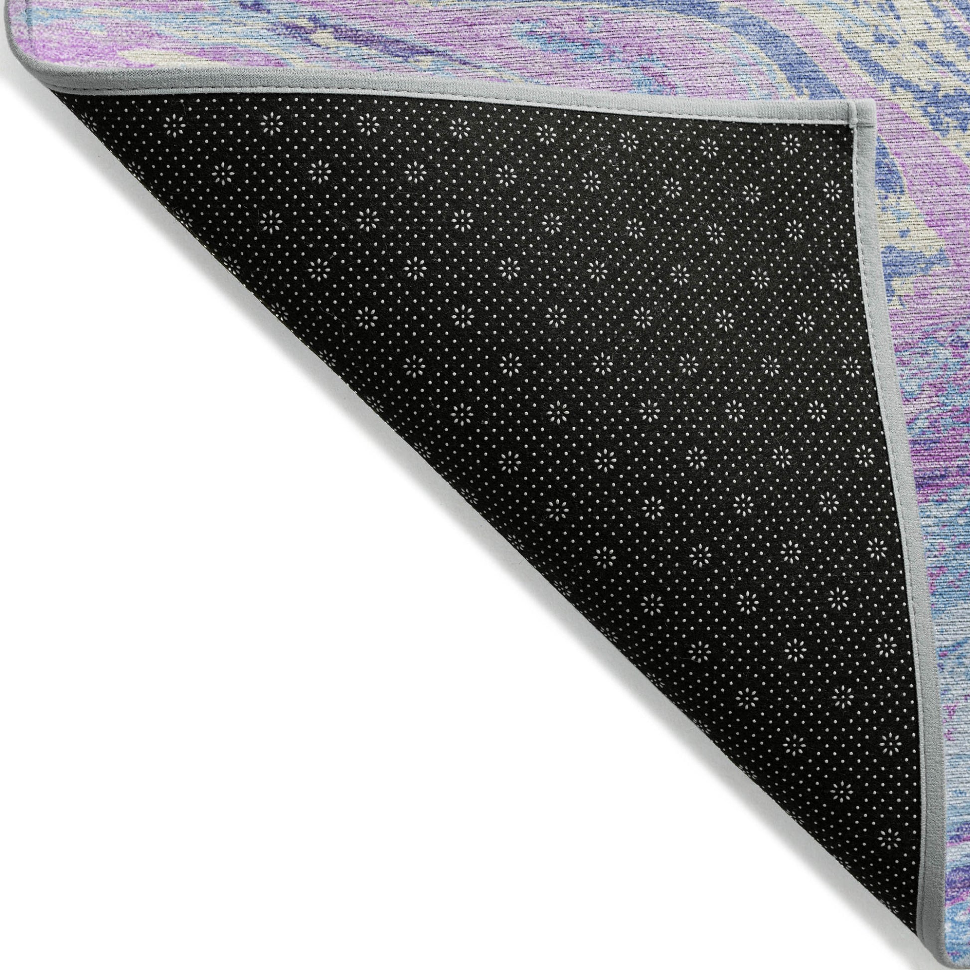 8' X 10' Sky Blue Lavender And Ivory Abstract Washable Indoor Outdoor Area Rug-2