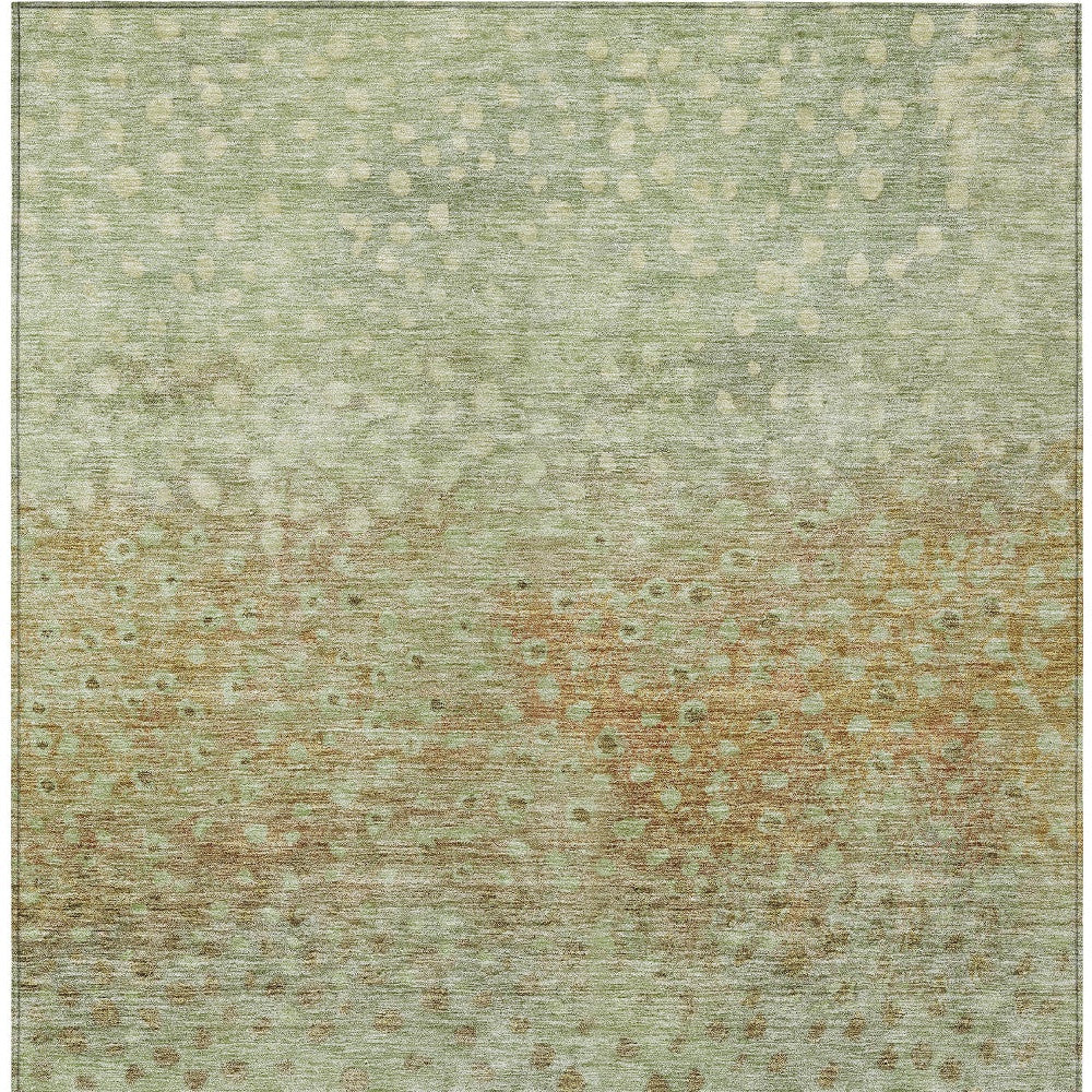 8' X 10' Artichoke Green Ivory And Brown Abstract Washable Indoor Outdoor Area Rug-5