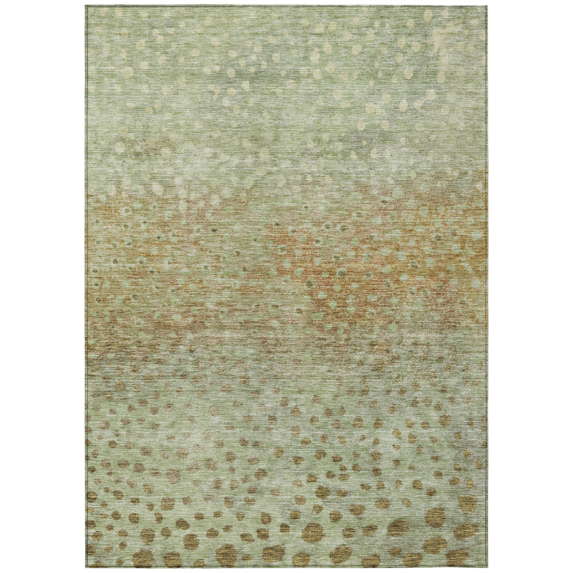 8' X 10' Artichoke Green Ivory And Brown Abstract Washable Indoor Outdoor Area Rug-1