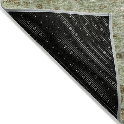 8' X 10' Artichoke Green Ivory And Brown Abstract Washable Indoor Outdoor Area Rug-2