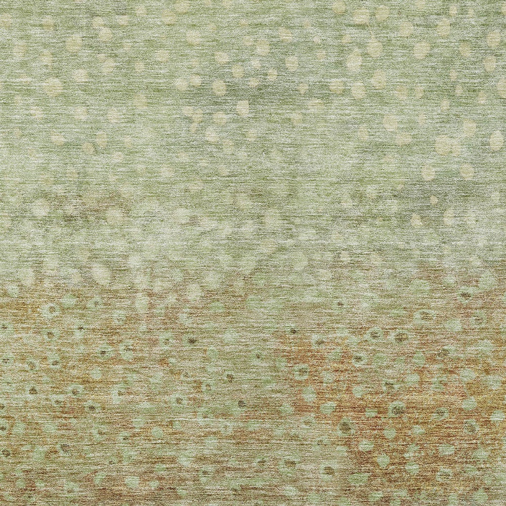 8' X 10' Artichoke Green Ivory And Brown Abstract Washable Indoor Outdoor Area Rug-4