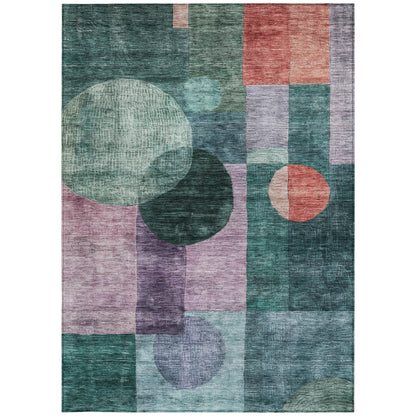 8' X 10' Green Copper And Purple Geometric Washable Indoor Outdoor Area Rug-6