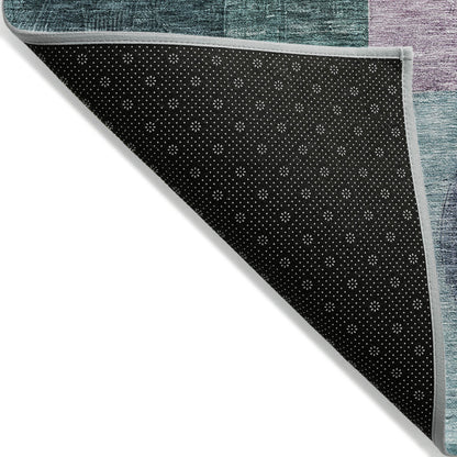 8' X 10' Green Copper And Purple Geometric Washable Indoor Outdoor Area Rug-3