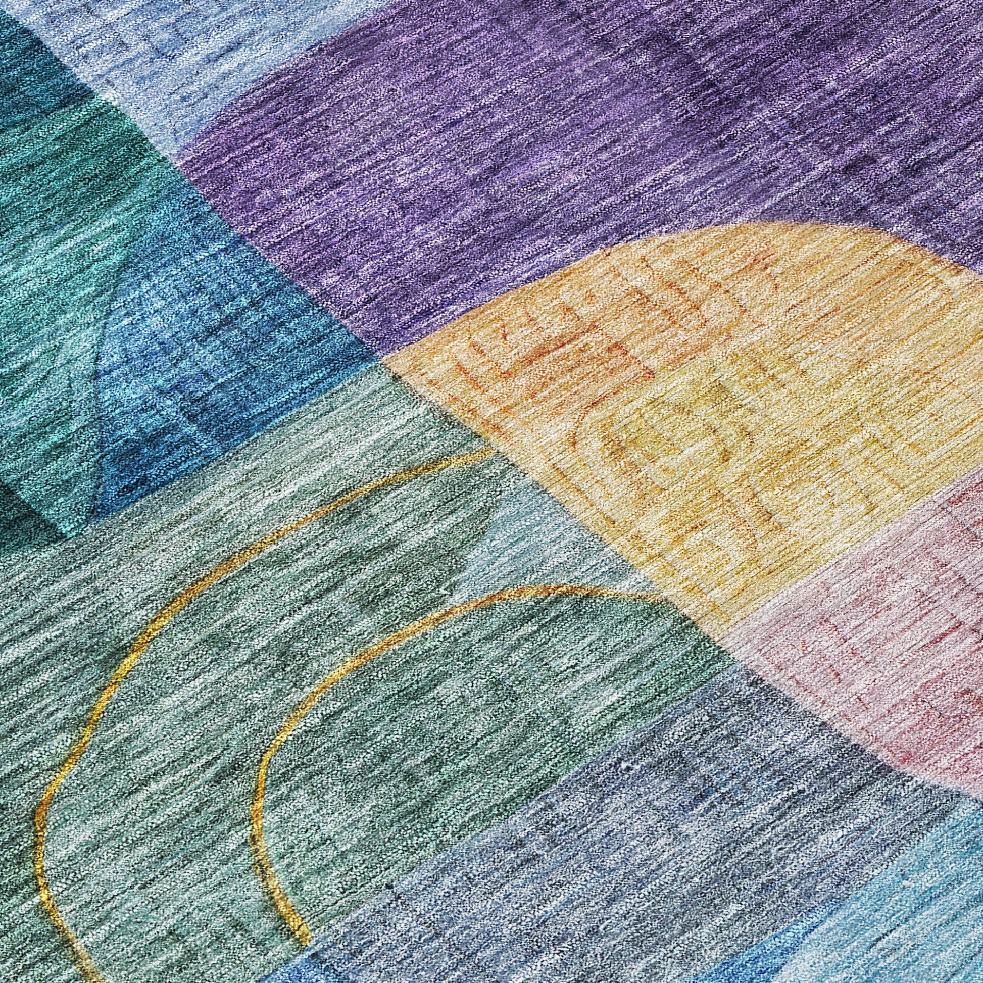 5' X 8' Blue Purple And Green Abstract Washable Indoor Outdoor Area Rug-4