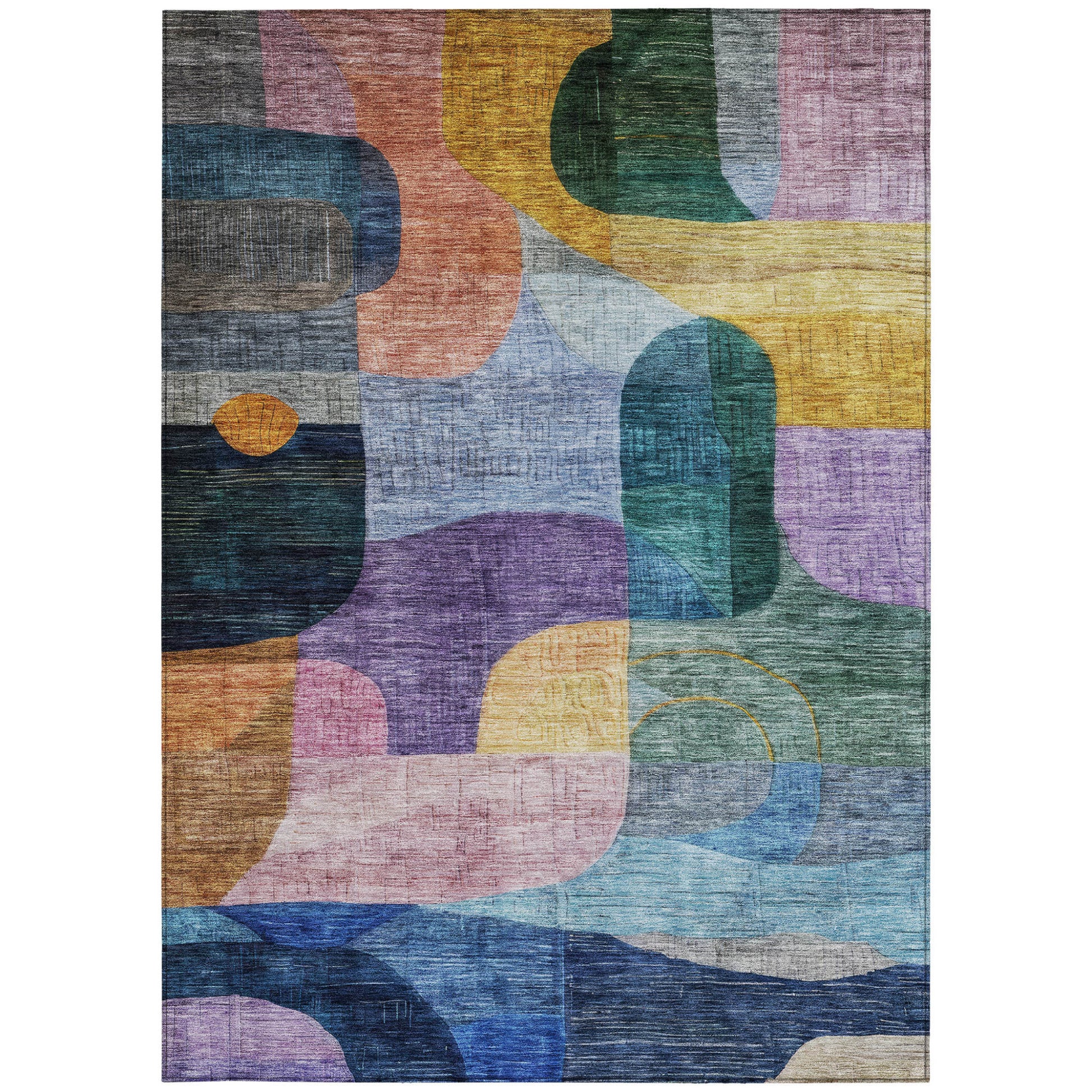 10' X 14' Blue Purple And Green Abstract Washable Indoor Outdoor Area Rug-6