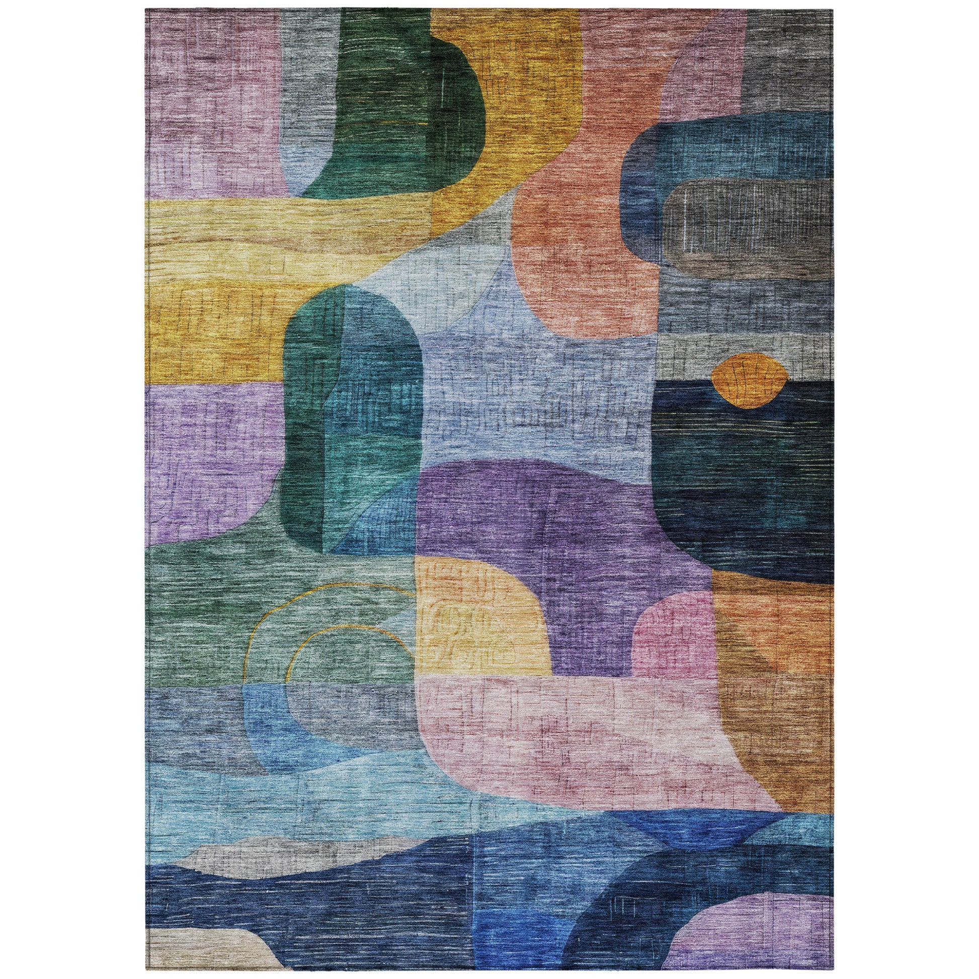 10' X 14' Blue Purple And Green Abstract Washable Indoor Outdoor Area Rug-1