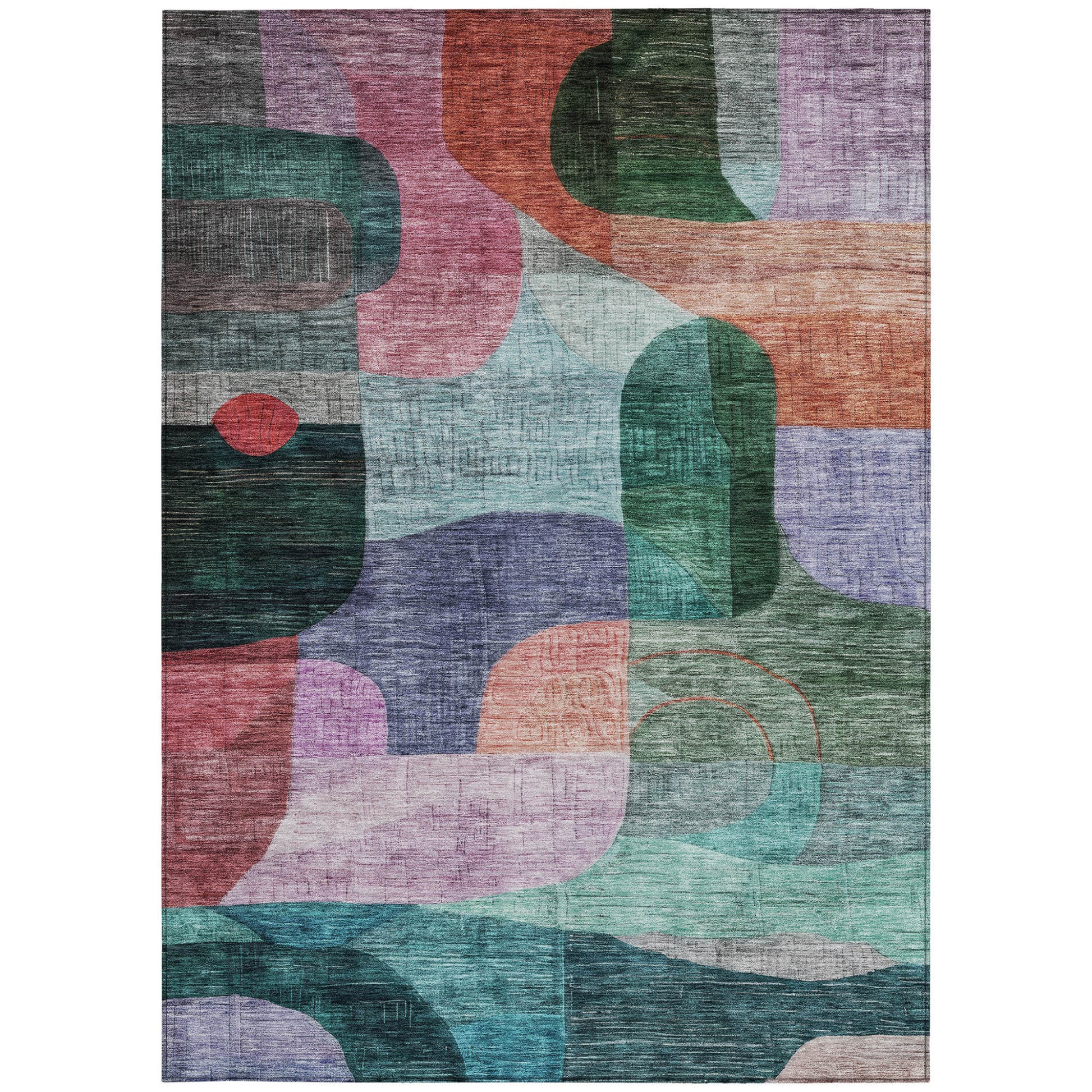 5' X 8' Green Purple And Blue Abstract Washable Indoor Outdoor Area Rug-5