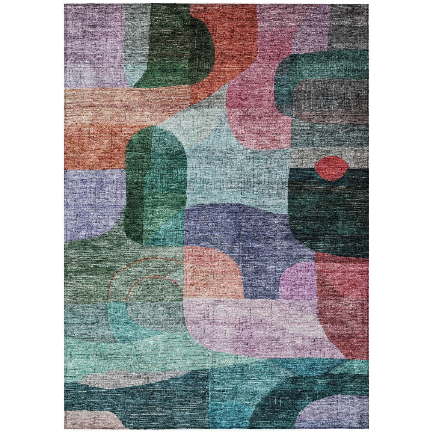 10' X 14' Green Purple And Blue Abstract Washable Indoor Outdoor Area Rug-1