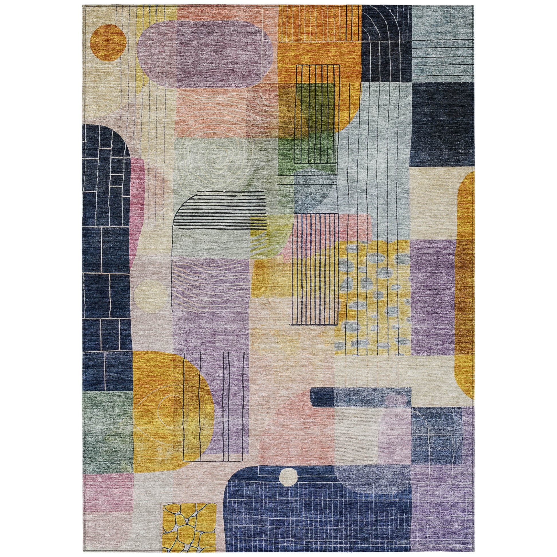 5' X 8' Plum Purple And Copper Abstract Washable Indoor Outdoor Area Rug-1