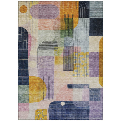 5' X 8' Plum Purple And Copper Abstract Washable Indoor Outdoor Area Rug-1