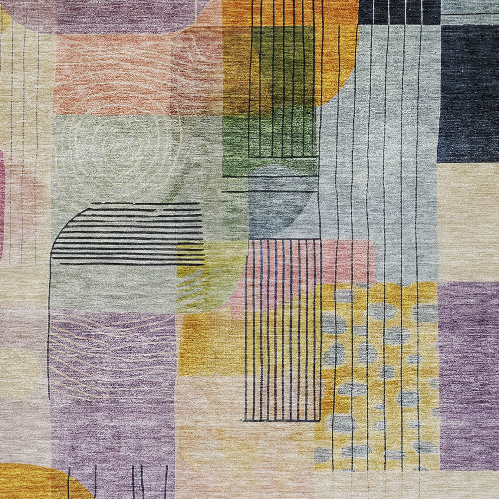 5' X 8' Plum Purple And Copper Abstract Washable Indoor Outdoor Area Rug-4