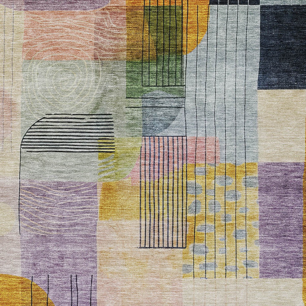 8' X 10' Plum Purple And Copper Abstract Washable Indoor Outdoor Area Rug-4