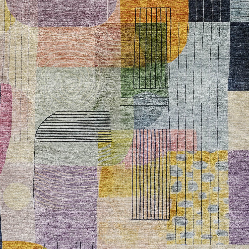 9' X 12' Plum Purple And Copper Abstract Washable Indoor Outdoor Area Rug-4