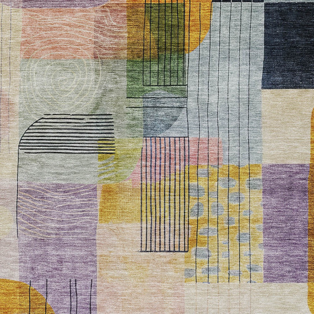10' X 14' Plum Purple And Copper Abstract Washable Indoor Outdoor Area Rug-4
