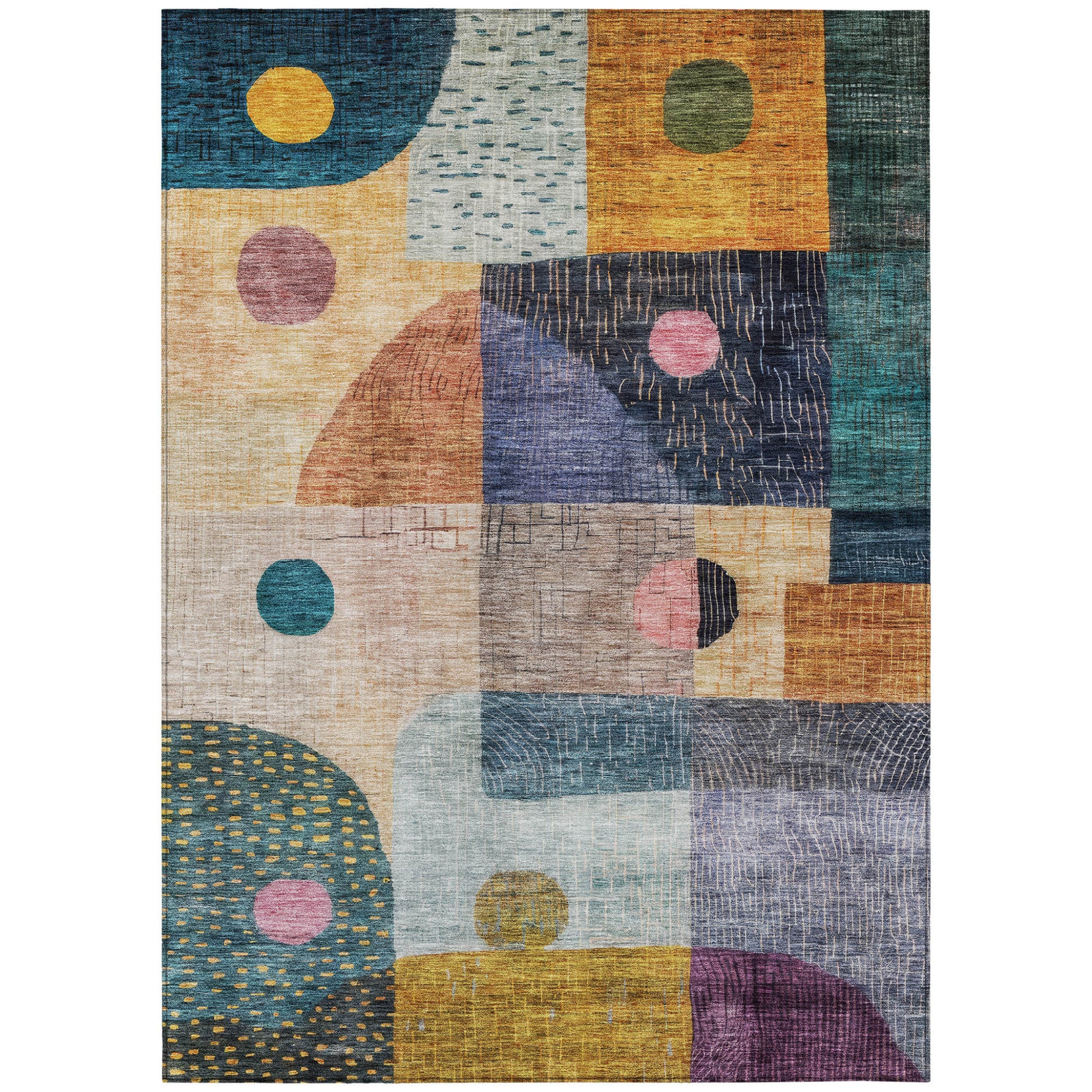 9' X 12' Green Purple And Blue Geometric Washable Indoor Outdoor Area Rug-1