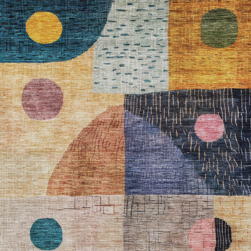 9' X 12' Green Purple And Blue Geometric Washable Indoor Outdoor Area Rug-4