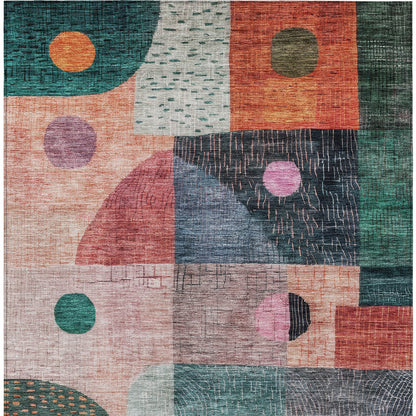 3' X 5' Orange Purple And Green Geometric Washable Indoor Outdoor Area Rug-6