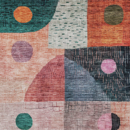 3' X 5' Orange Purple And Green Geometric Washable Indoor Outdoor Area Rug-4