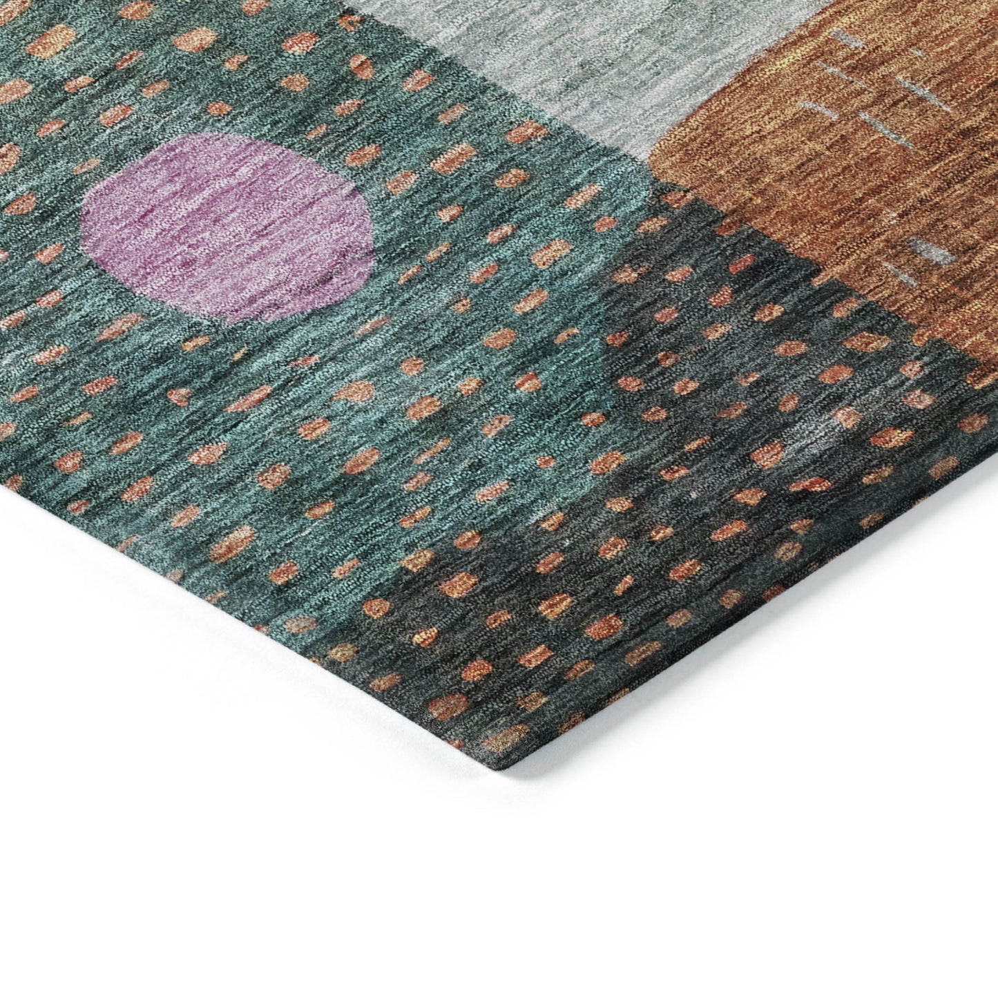 5' X 8' Orange Purple And Green Geometric Washable Indoor Outdoor Area Rug-2