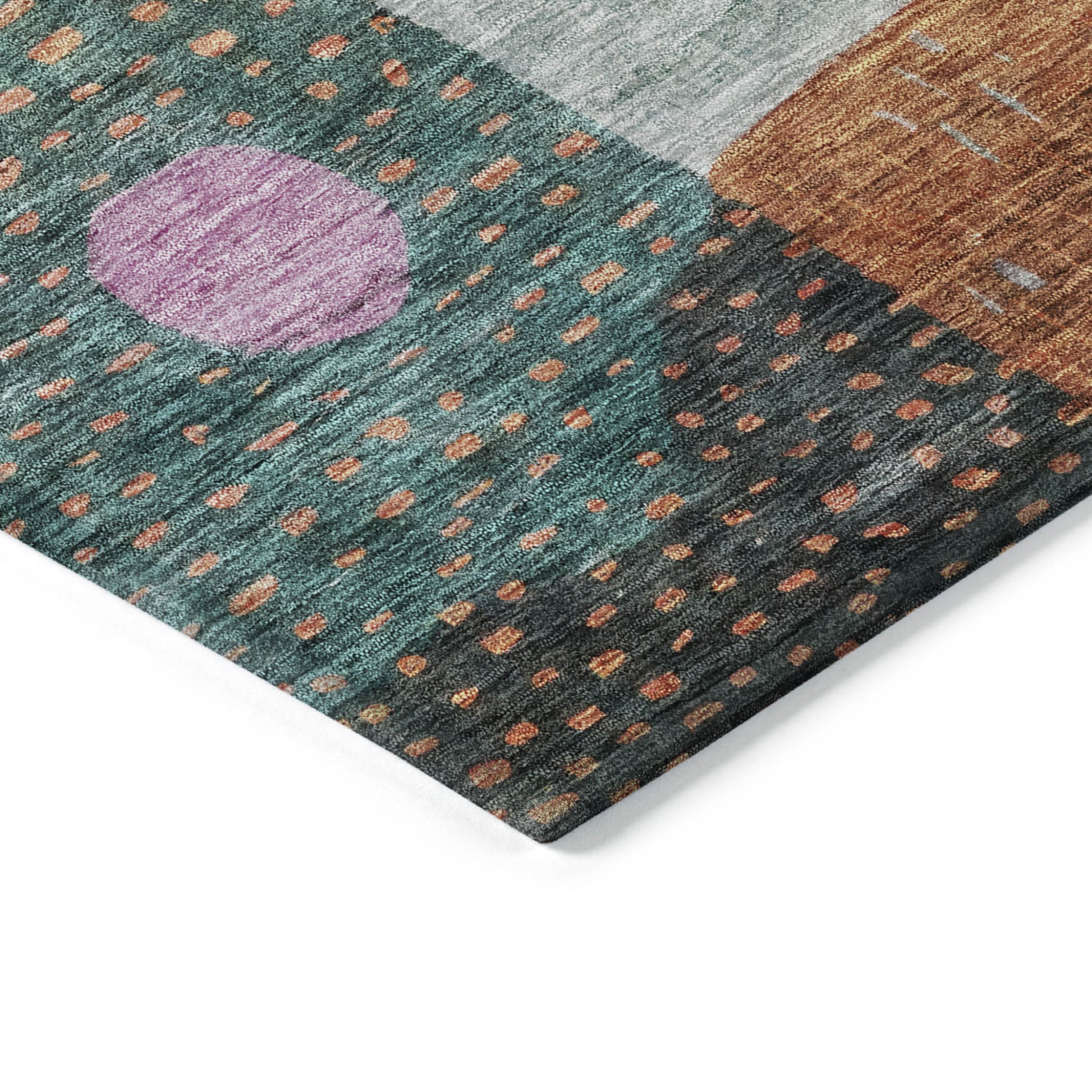 5' X 8' Orange Purple And Green Geometric Washable Indoor Outdoor Area Rug-2
