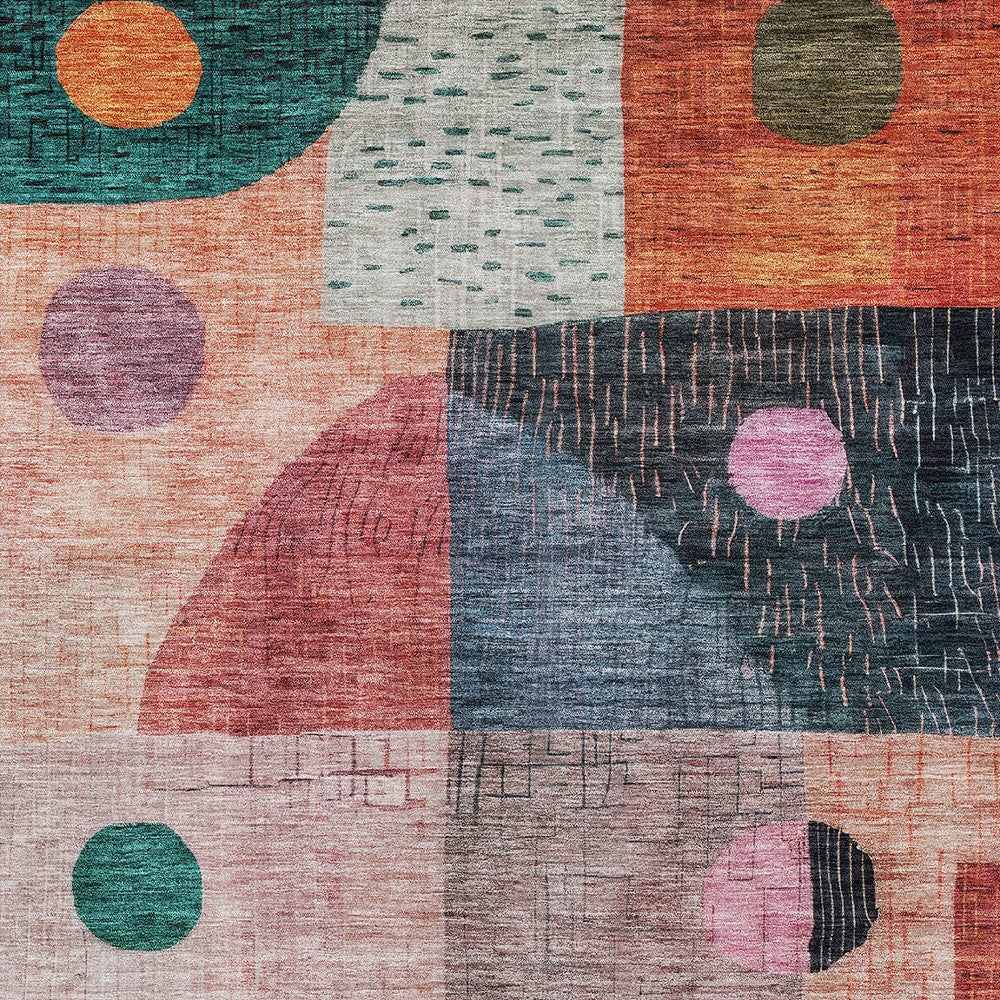 8' X 10' Orange Purple And Green Geometric Washable Indoor Outdoor Area Rug-4