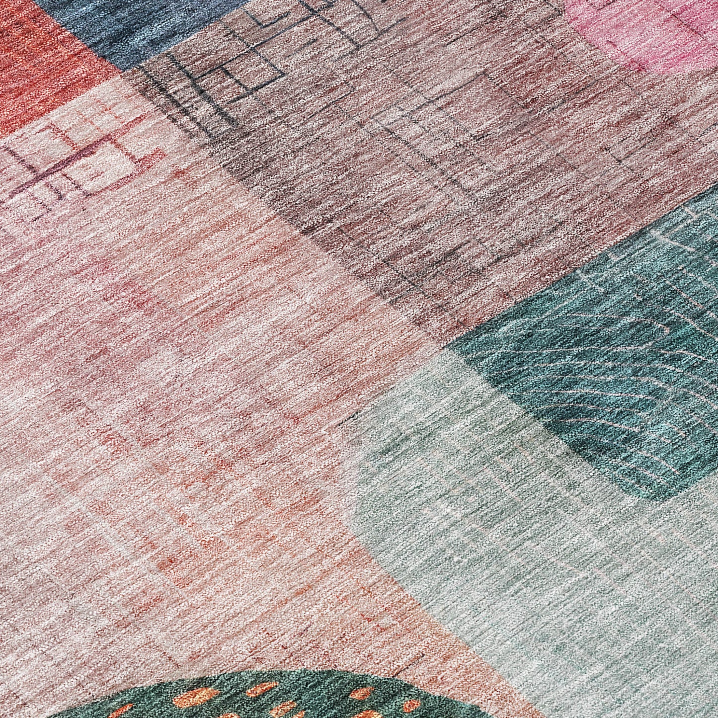 9' X 12' Orange Purple And Green Geometric Washable Indoor Outdoor Area Rug-5