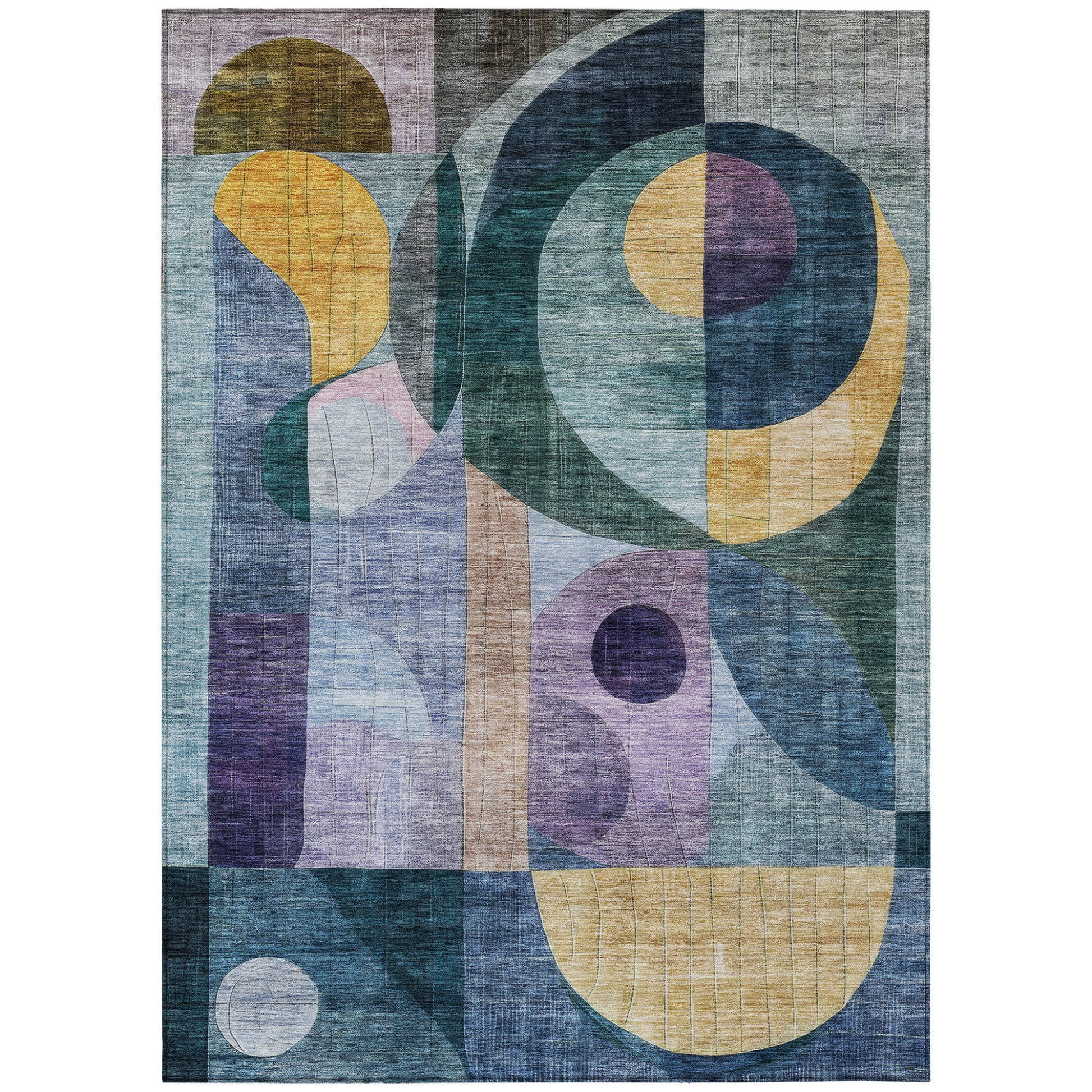 5' X 8' Blue Purple And Copper Abstract Washable Indoor Outdoor Area Rug-1