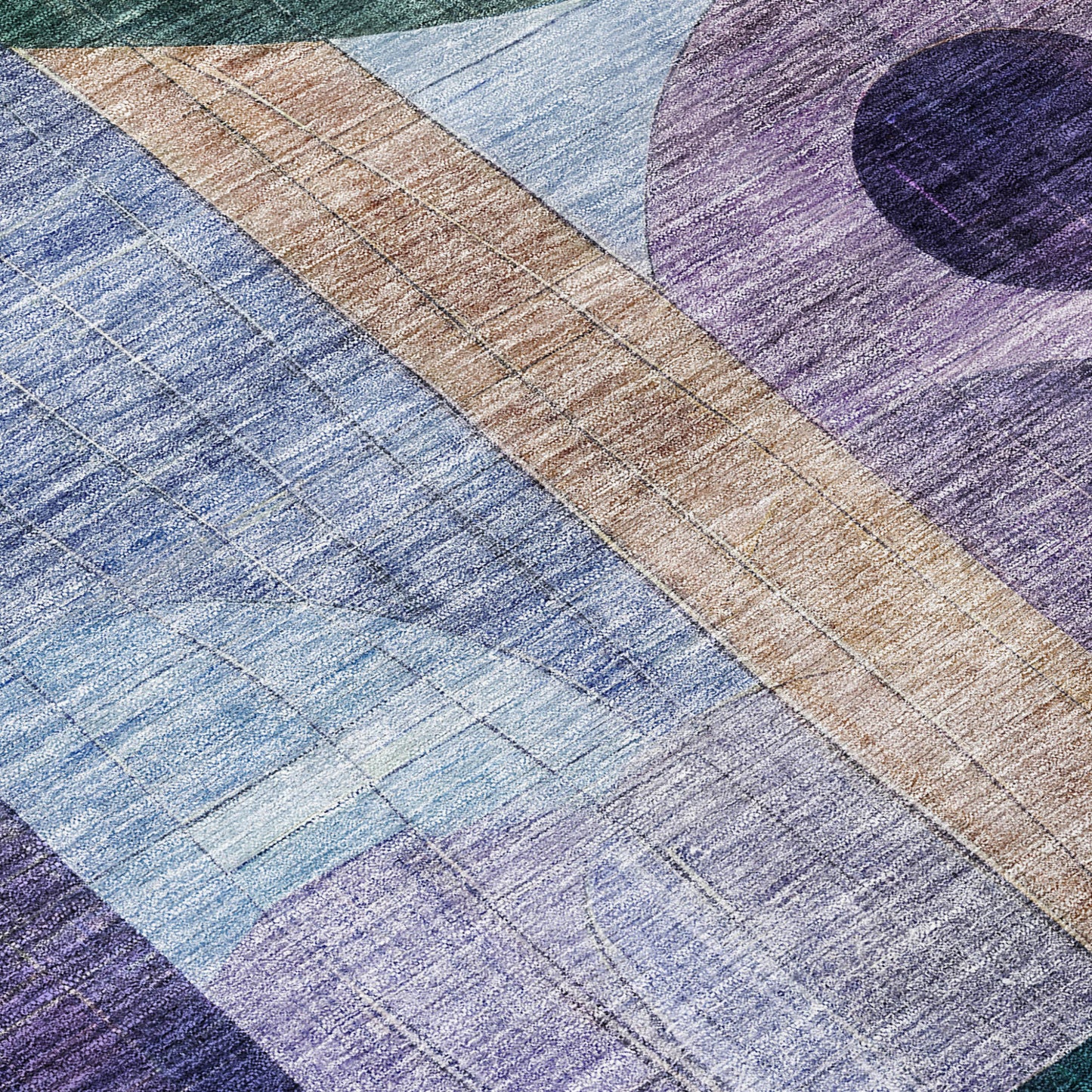 5' X 8' Blue Purple And Copper Abstract Washable Indoor Outdoor Area Rug-3