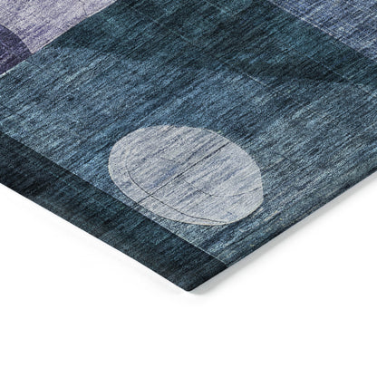 9' X 12' Blue Purple And Copper Abstract Washable Indoor Outdoor Area Rug-2