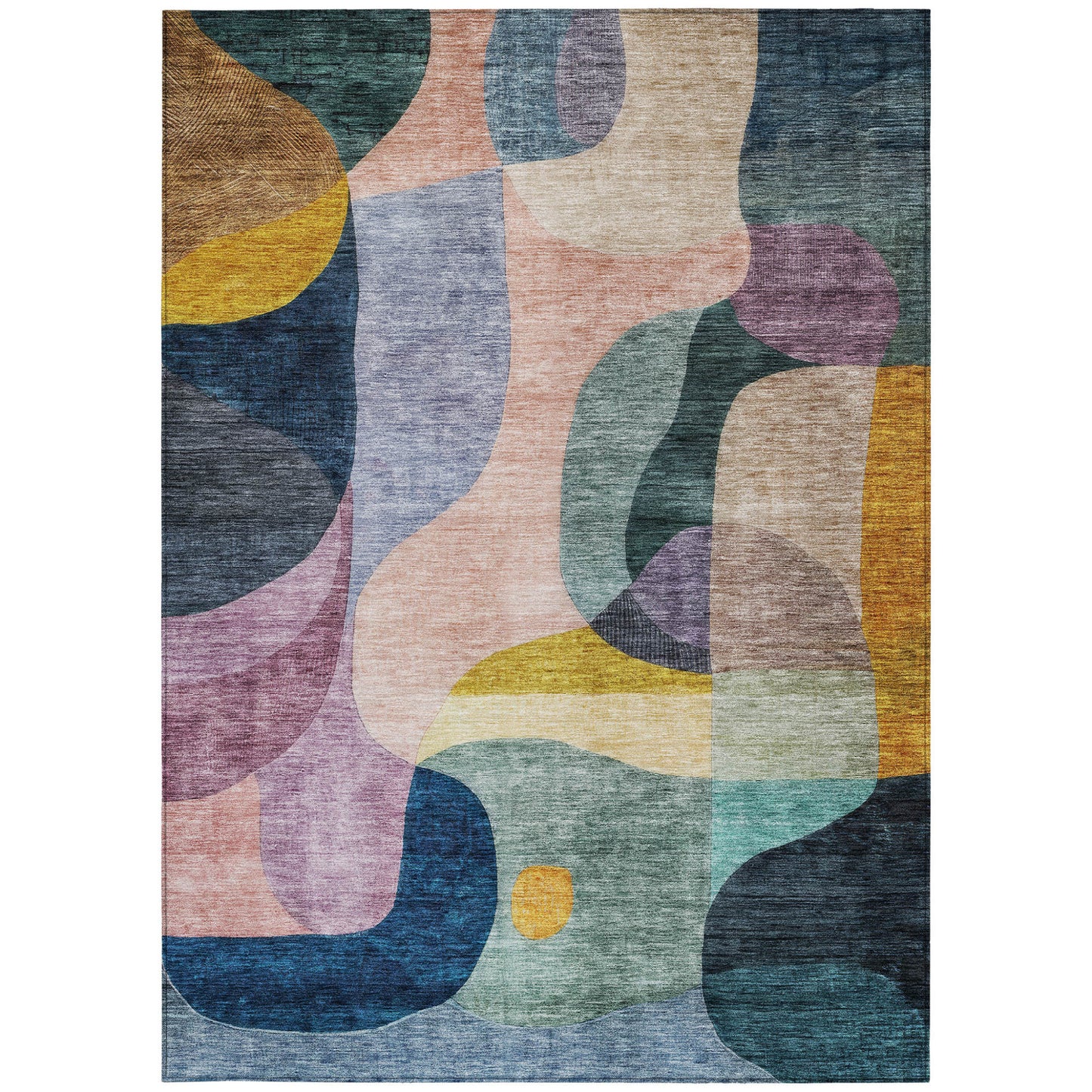 9' X 12' Green Purple And Pink Abstract Washable Indoor Outdoor Area Rug-5