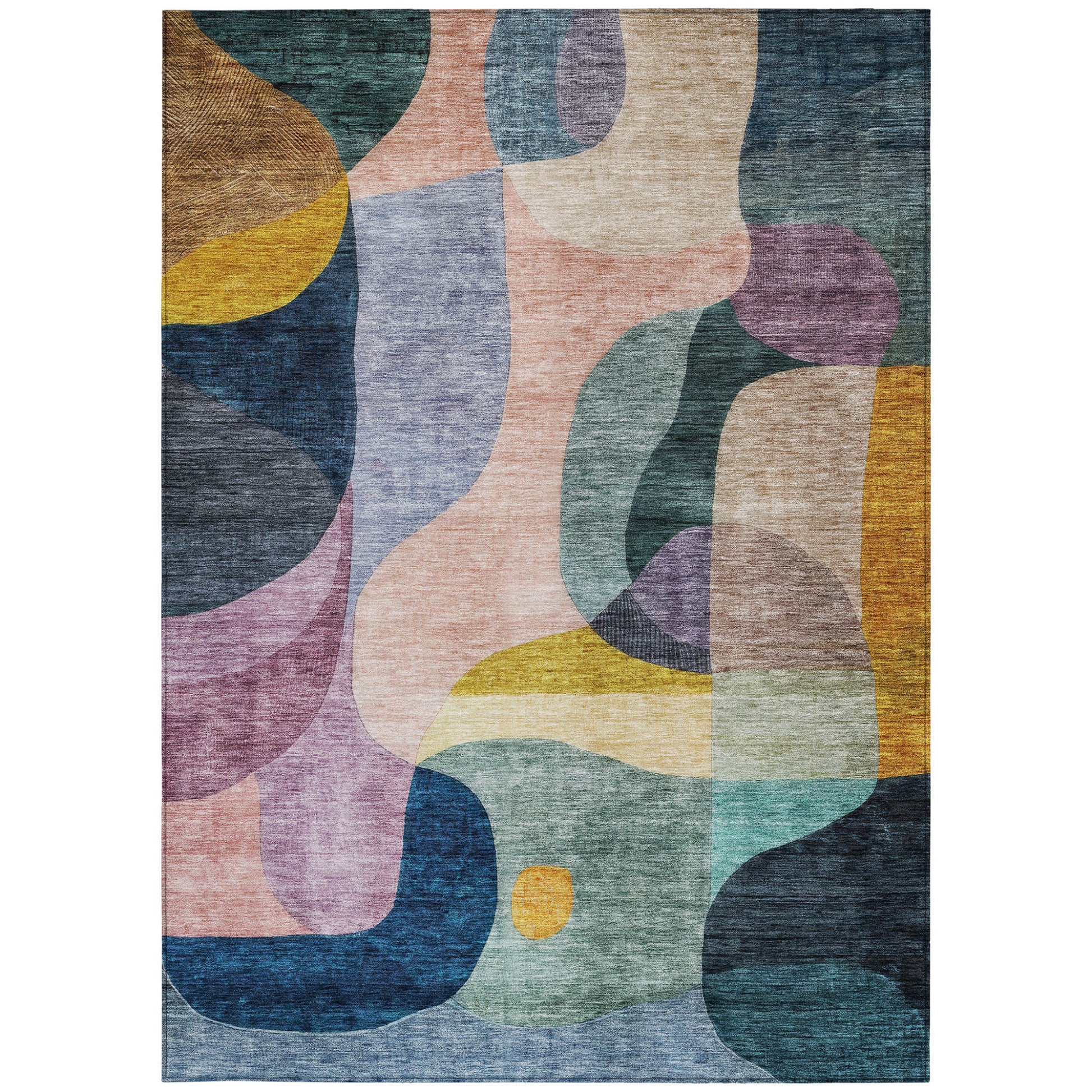 9' X 12' Green Purple And Pink Abstract Washable Indoor Outdoor Area Rug-5