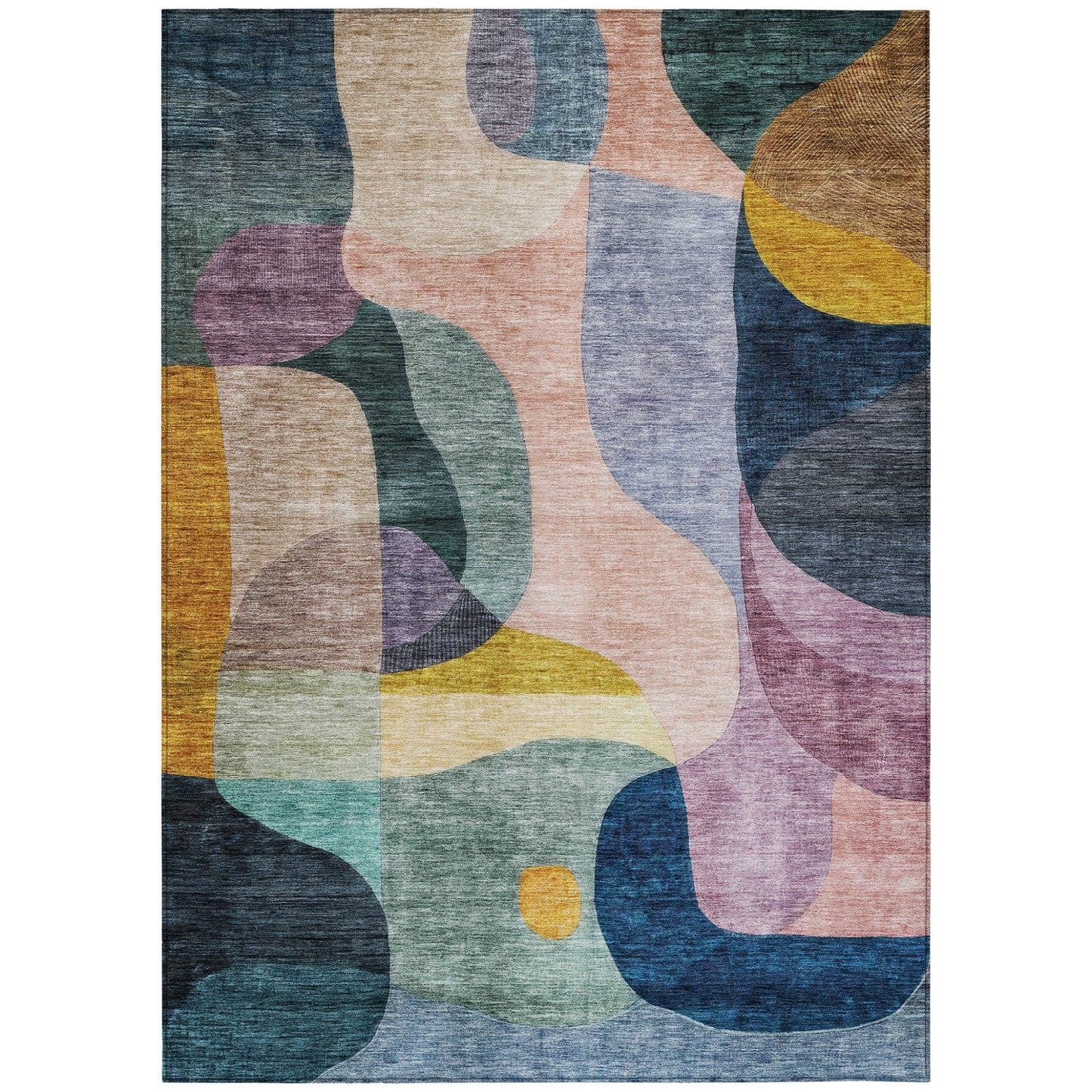 10' X 14' Green Purple And Pink Abstract Washable Indoor Outdoor Area Rug-1