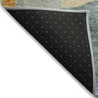 10' X 14' Green Purple And Pink Abstract Washable Indoor Outdoor Area Rug-2