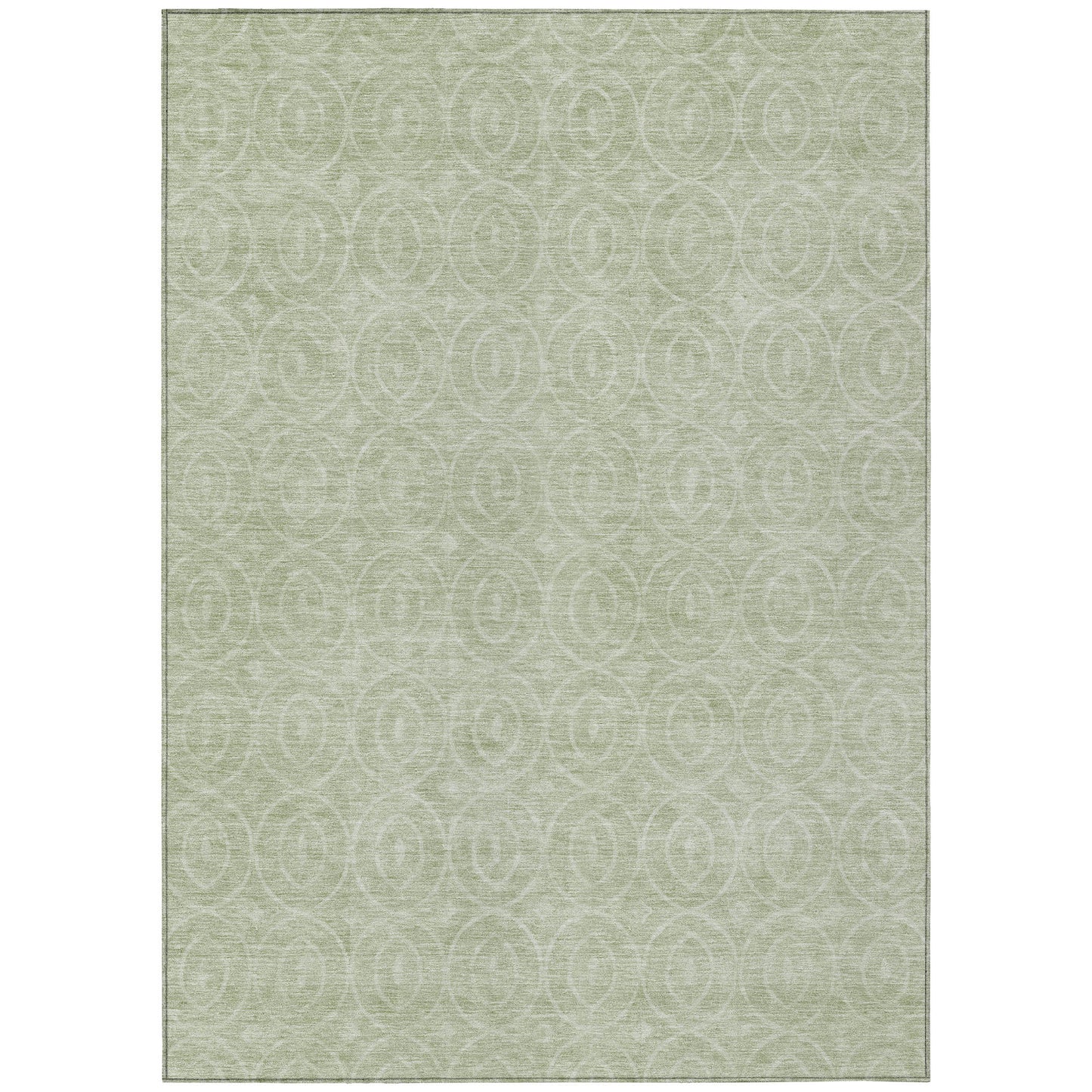 5' X 8' Mint Green Geometric Washable Indoor Outdoor Area Rug-1