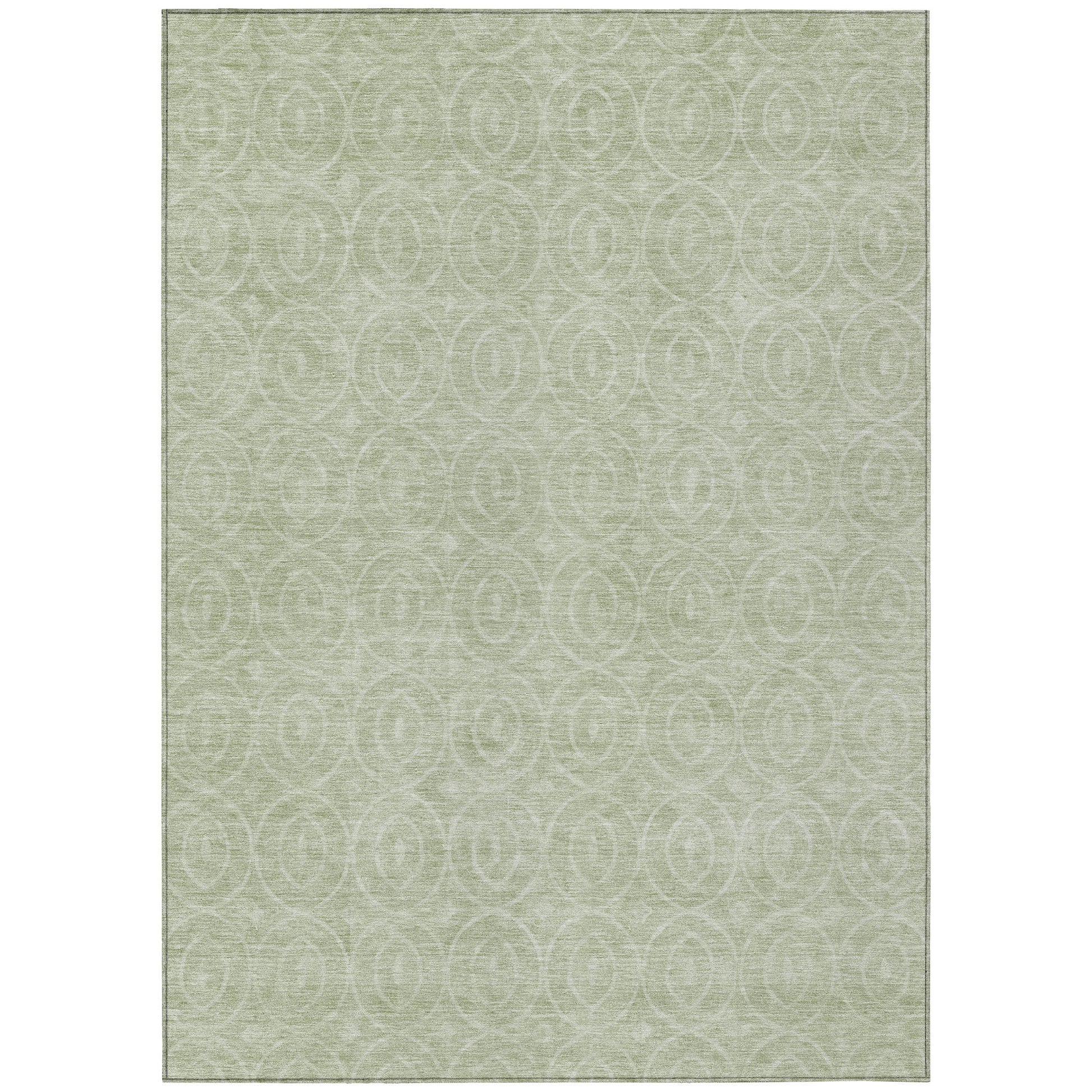 5' X 8' Mint Green Geometric Washable Indoor Outdoor Area Rug-1