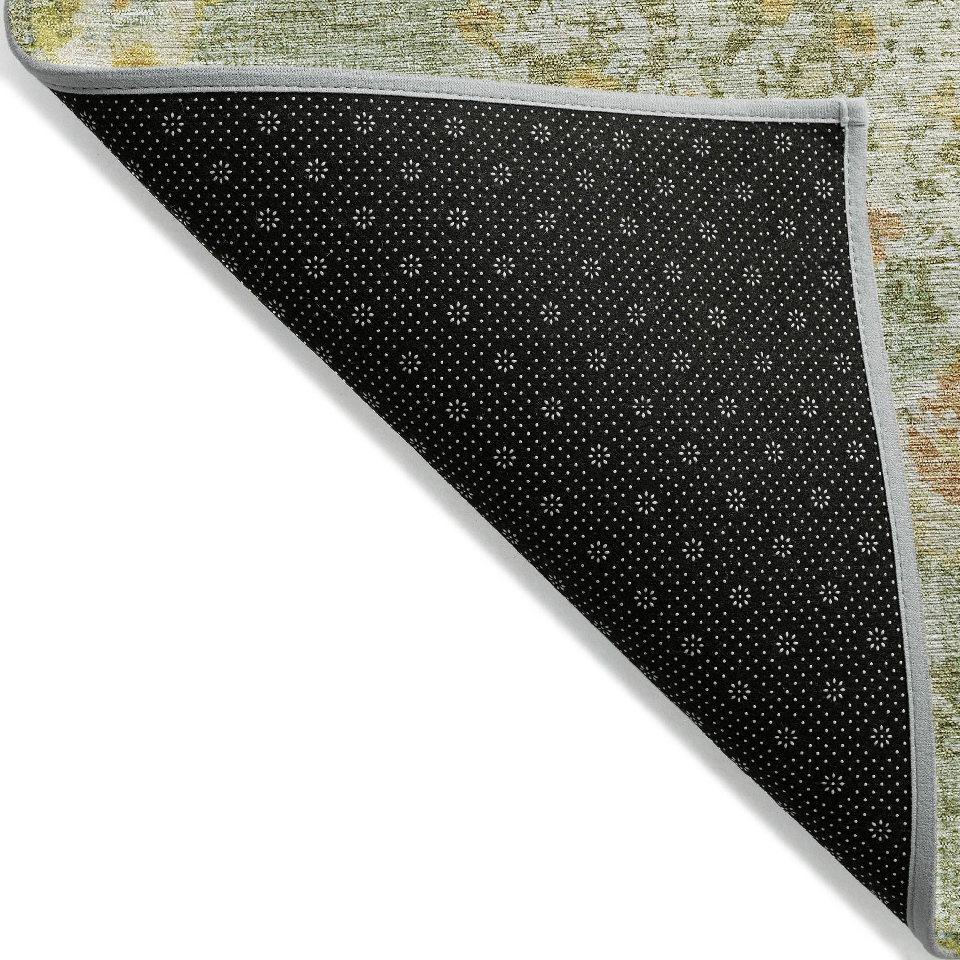 10' X 14' Artichoke Green Floral Medallion Washable Indoor Outdoor Area Rug-3