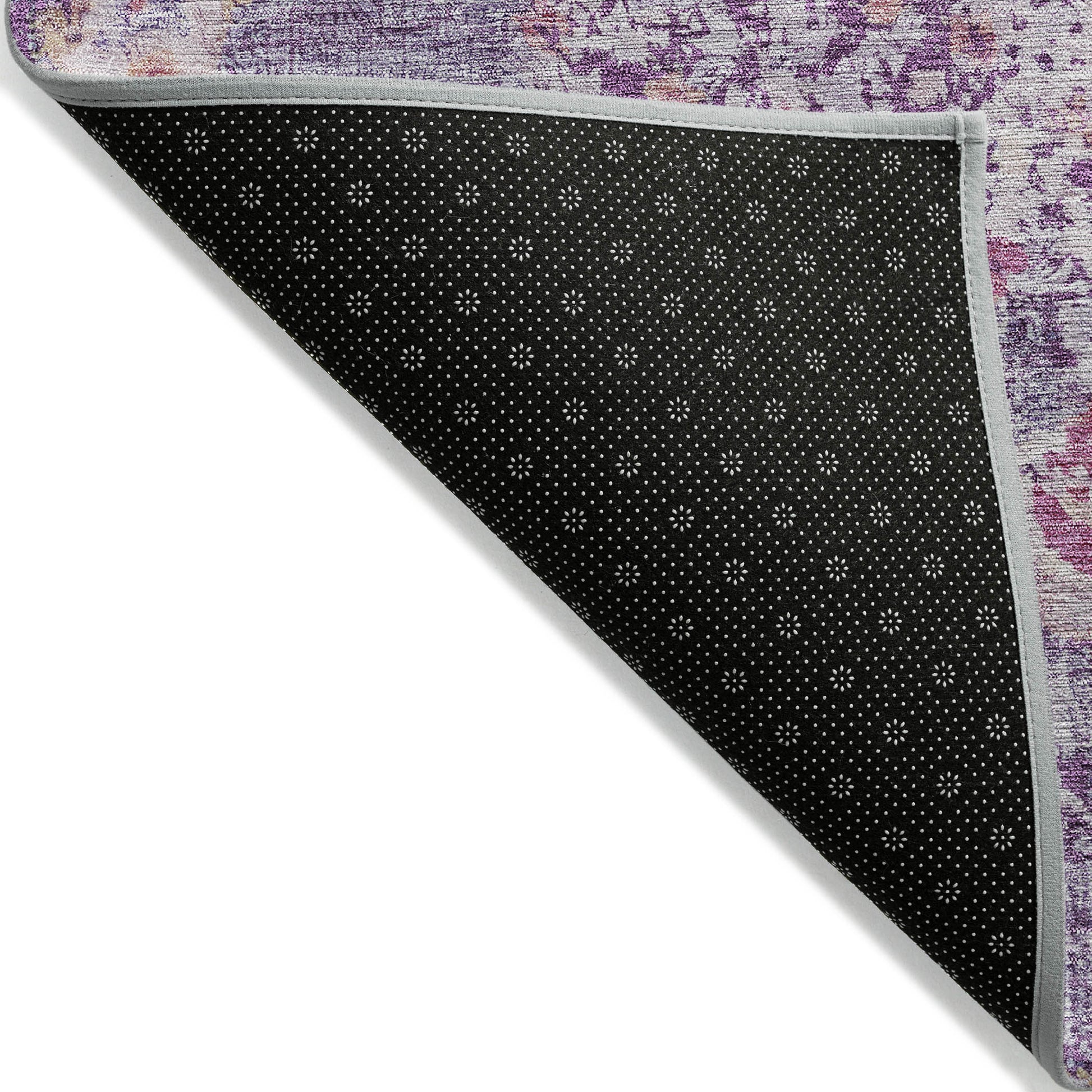5' X 8' Purple Floral Medallion Washable Indoor Outdoor Area Rug-3