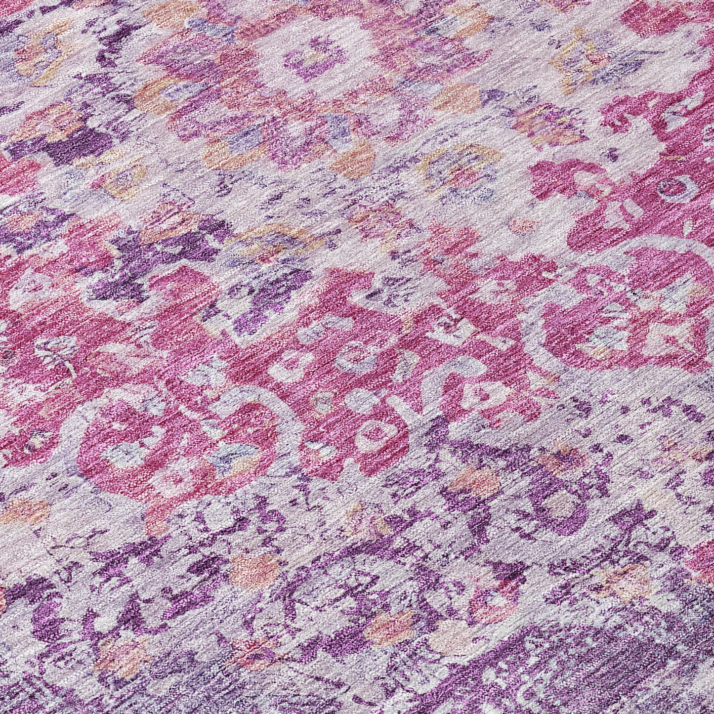 8' X 10' Purple Floral Medallion Washable Indoor Outdoor Area Rug-5