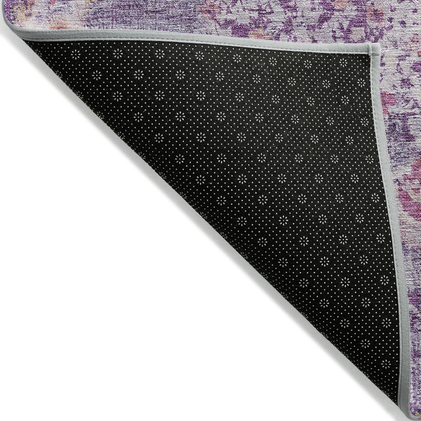 9' X 12' Purple Floral Medallion Washable Indoor Outdoor Area Rug-3