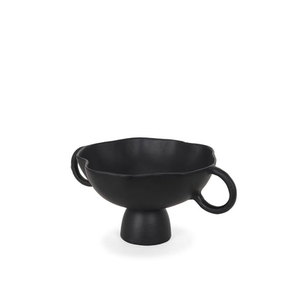 11" Black Metal Round Pedestal Centerpiece Bowl-1
