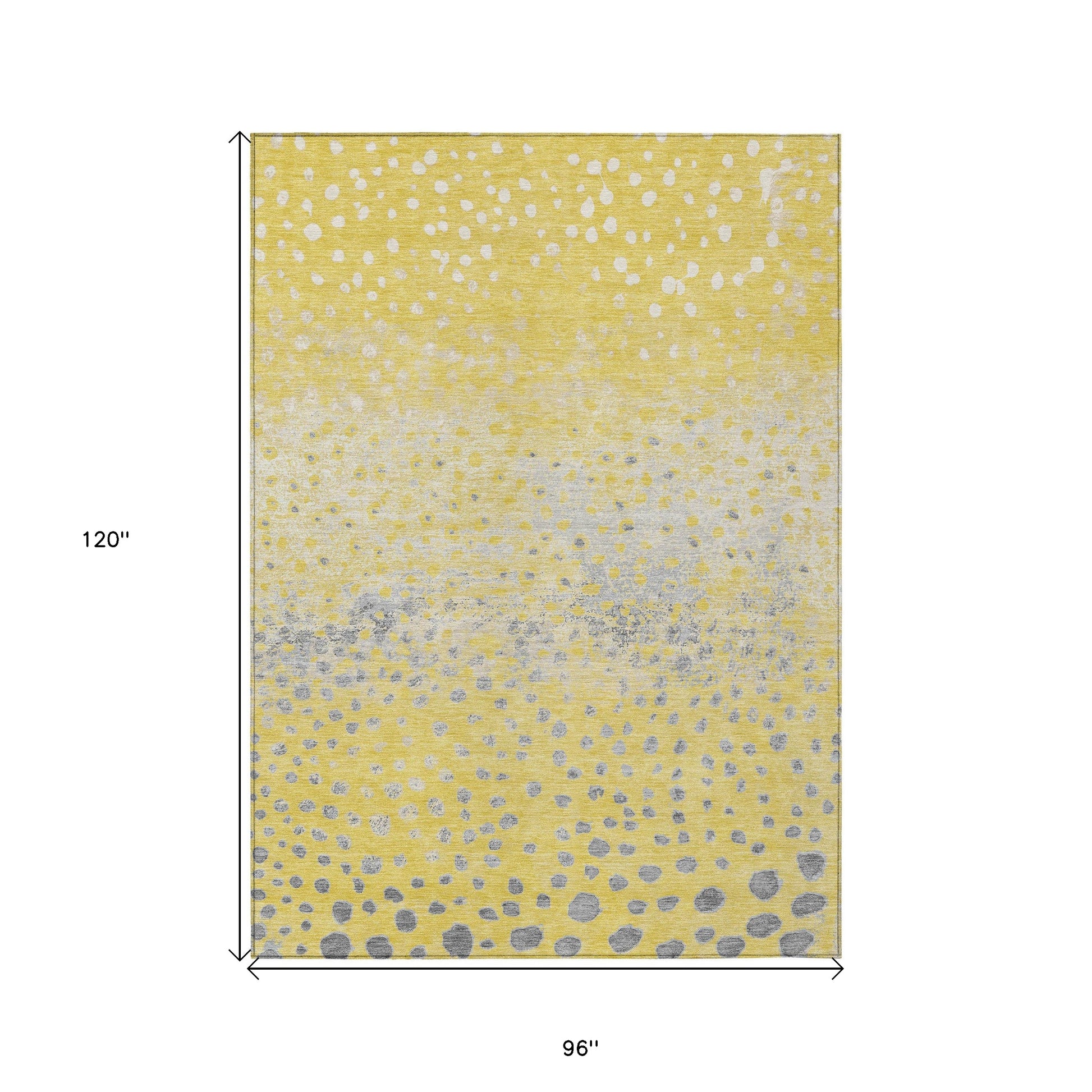 8' X 10' Yellow And Gold Abstract Washable Indoor Outdoor Area Rug-2