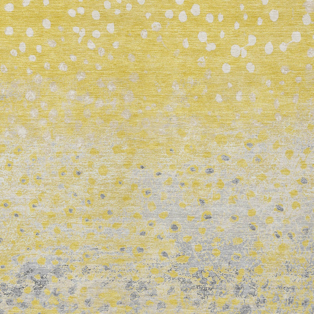 8' X 10' Yellow And Gold Abstract Washable Indoor Outdoor Area Rug-5